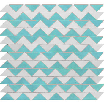 Mosaic House Moroccan tile Joon 1-13 White Light Turquoise  zellige, mosaic, zellij, field, pattern, glaze, zigzag, simple 